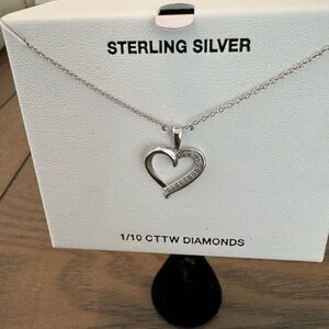 NWT Sterling Silver necklace with real diamonds